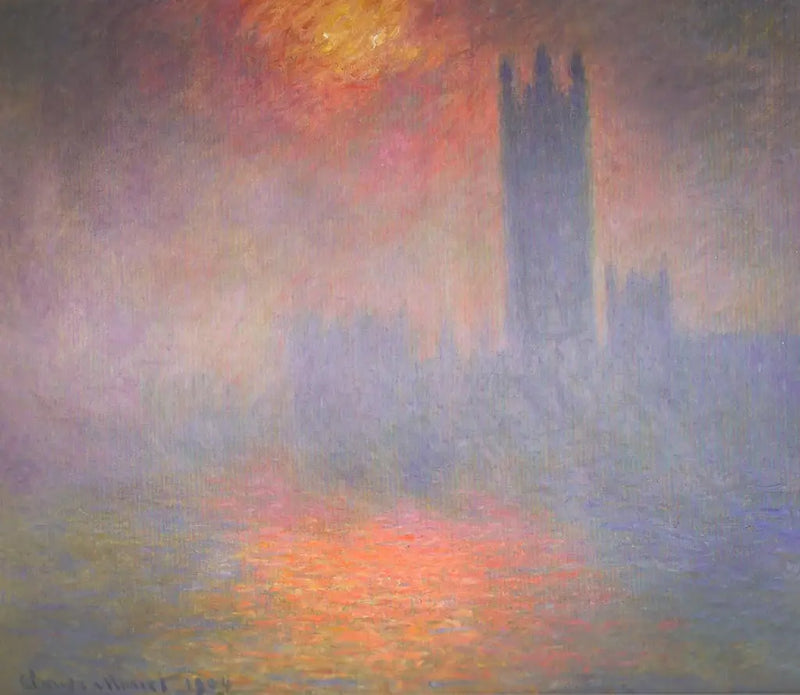 Londýn, Parlament. Sluneční průlom v mlze - Claude Monet