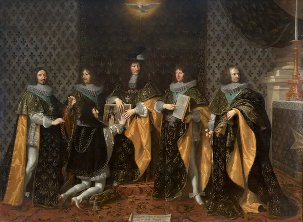 Louis XIV au lendemain de son sacré reçoit le serment de son frère Monsieur duc d’Anjou comme chevalier de l’Ordre