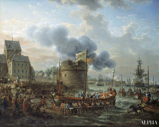 Louis XVI visitant le port de Cherbourg en 1786 - Louis Philippe Crepin - Reproductions de tableaux et peintures haut de gamme