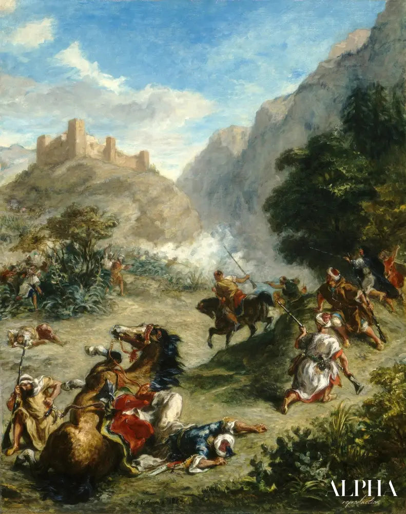 Lutte entre Arabes en montagne ou recouvrement fiscal arabe - Eugène Delacroix - Reproductions de tableaux et peintures haut de gamme