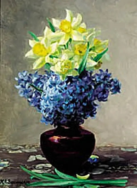 Lys a hyacinty postní do sklenice. - H. A. Brendekilde