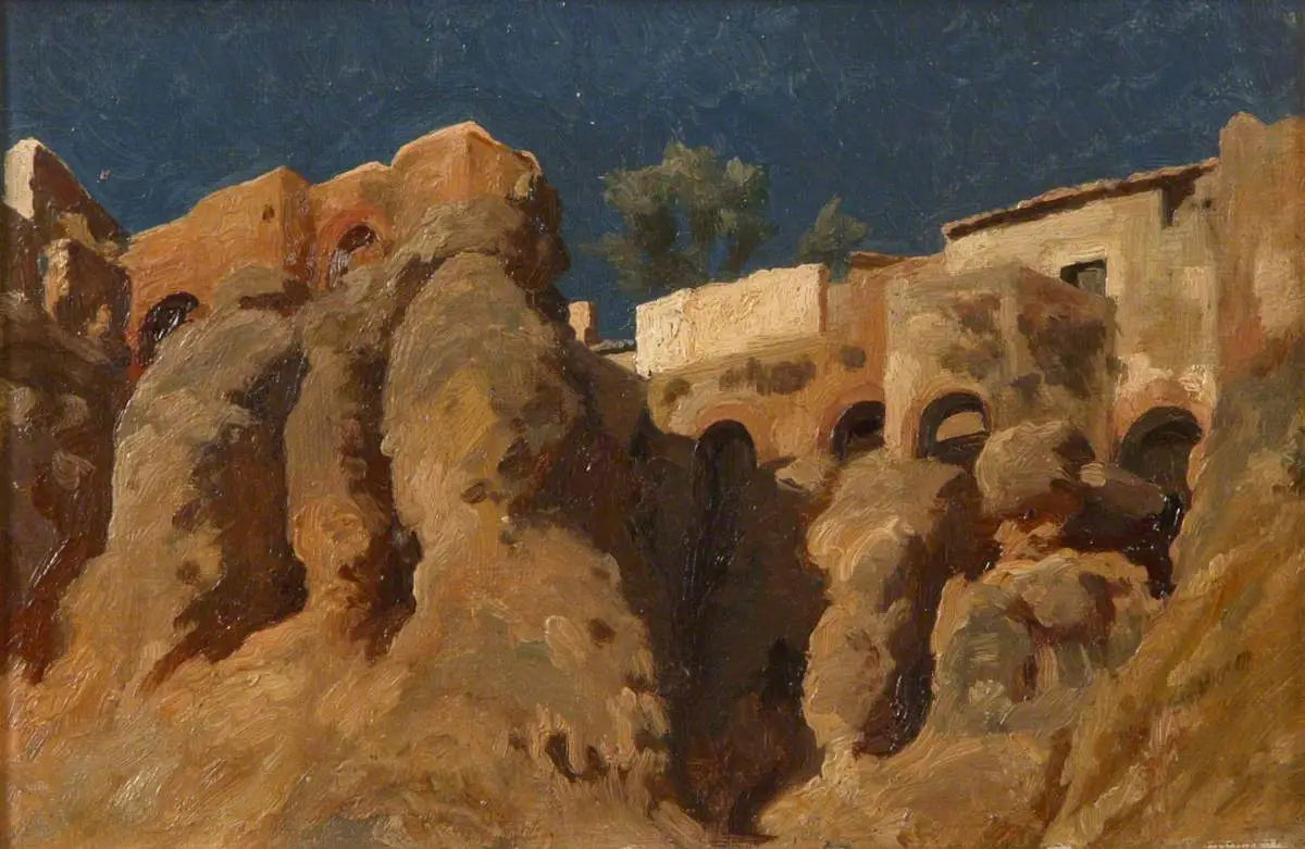 Maisons au sommet d’une falaise en Méditerranée (peut-être à Capri) - Frederic Leighton - Alpha Reproduction