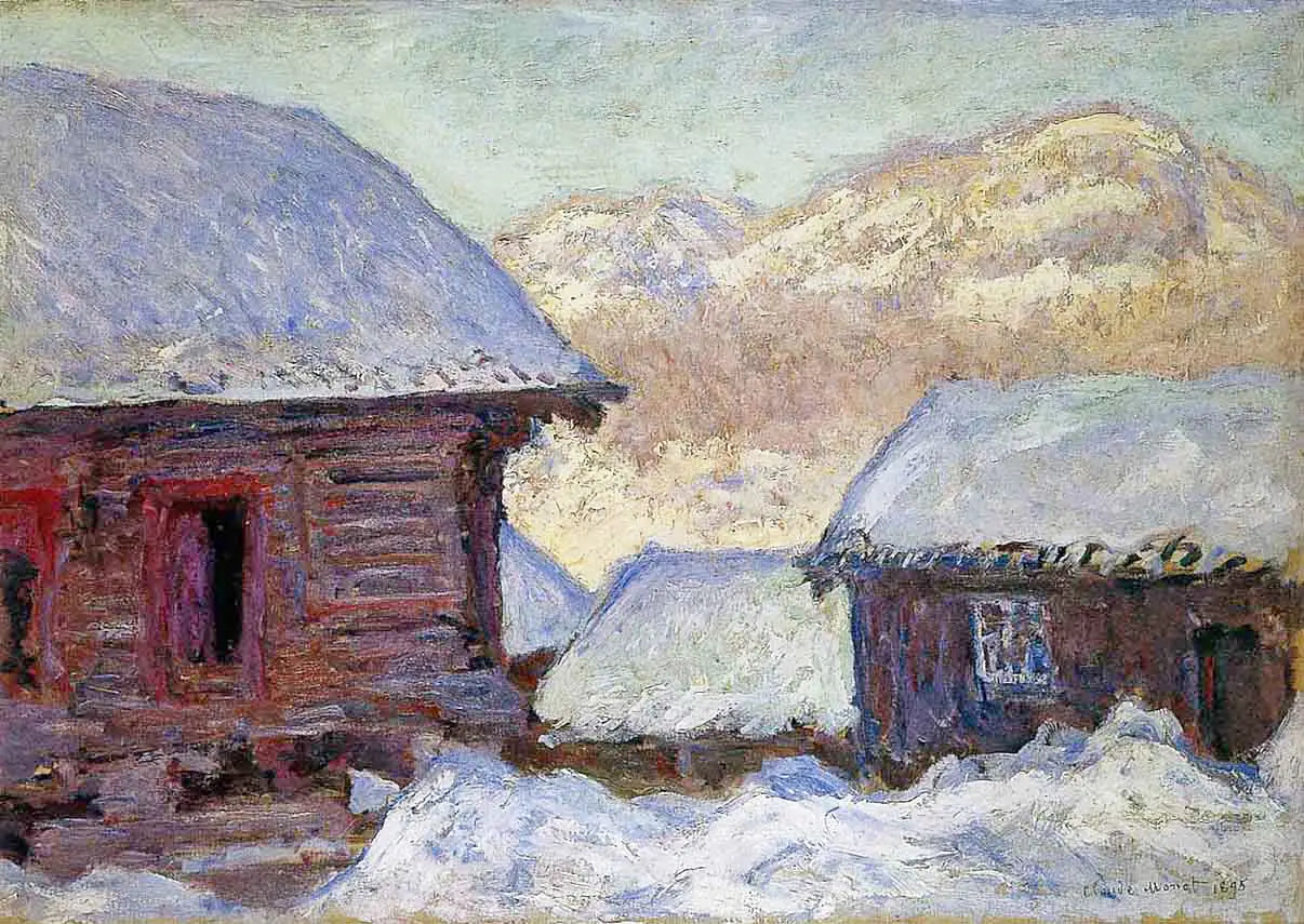 Reproduction du tableau « Maisons dans la neige et mont Kolsaas - Claude Monet » par Alpha Reproduction en peinture à l’huile