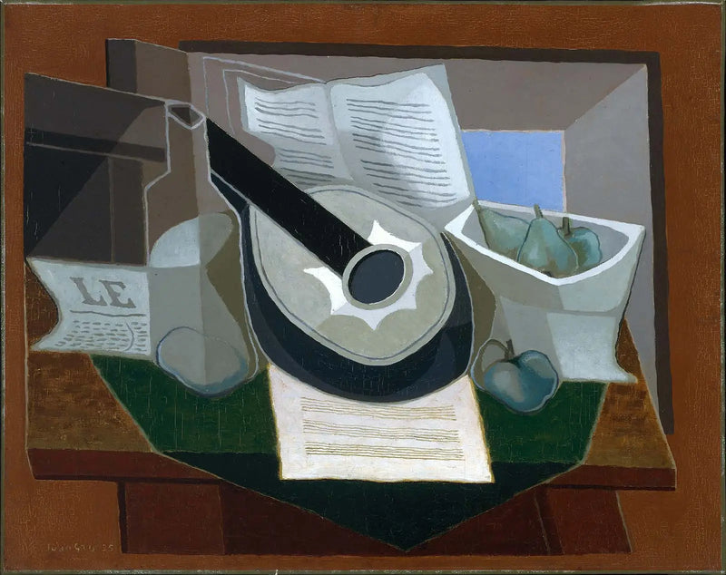 Mandolína a talíř s ovocem - Juan Gris