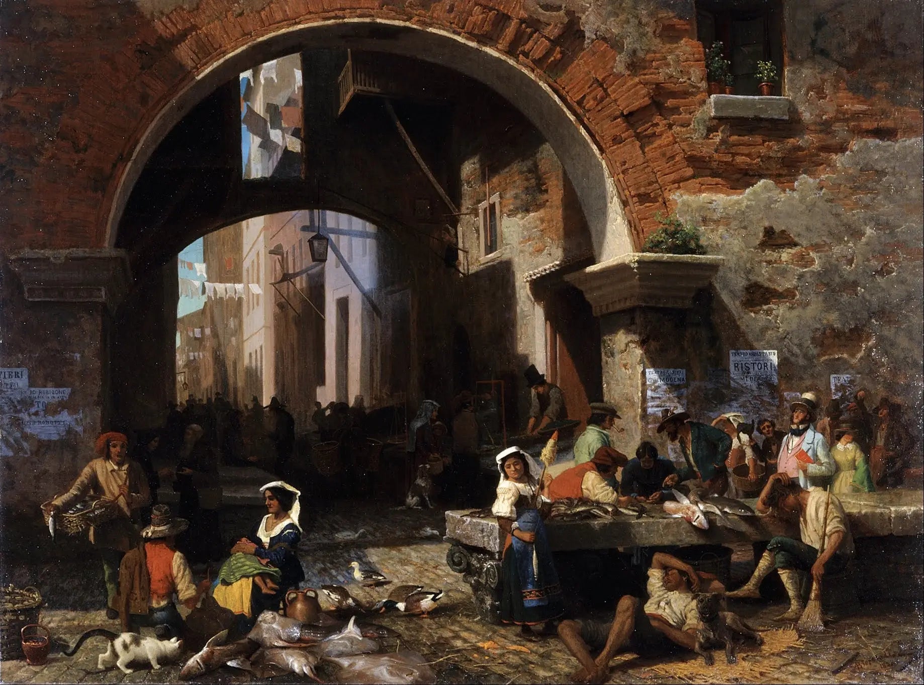Marché au poisson romain. Arc d’Octave - Albert Bierstadt - Alpha Reproduction