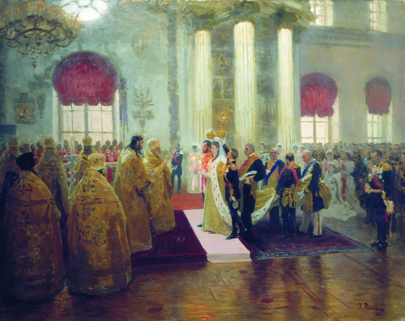 Sňatek Nikolaje II a velkokněžny Alexandry Fjodorovny. - Ilya Repin