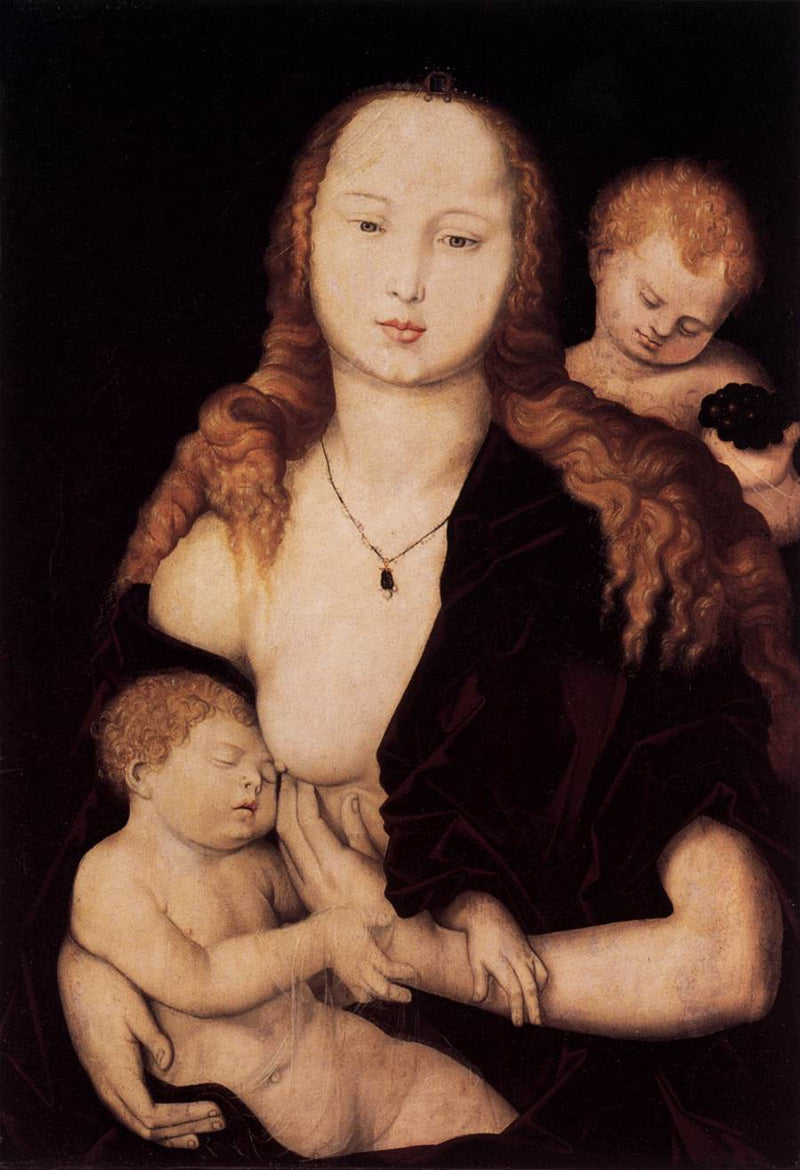 Marie s dítětem Ježíšem a andělem - Hans Baldung Grien