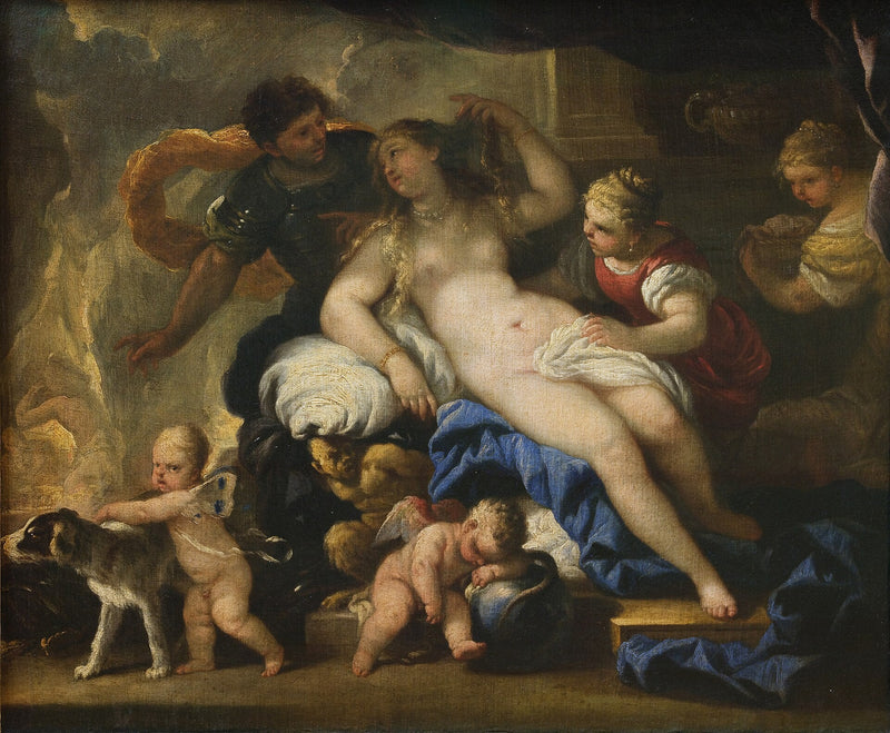Mars a Venuše v kovárně Vulkána - Luca Giordano