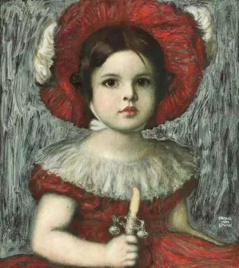 Mary, dcera umělce, v červeném klobouku - Franz Von Stuck