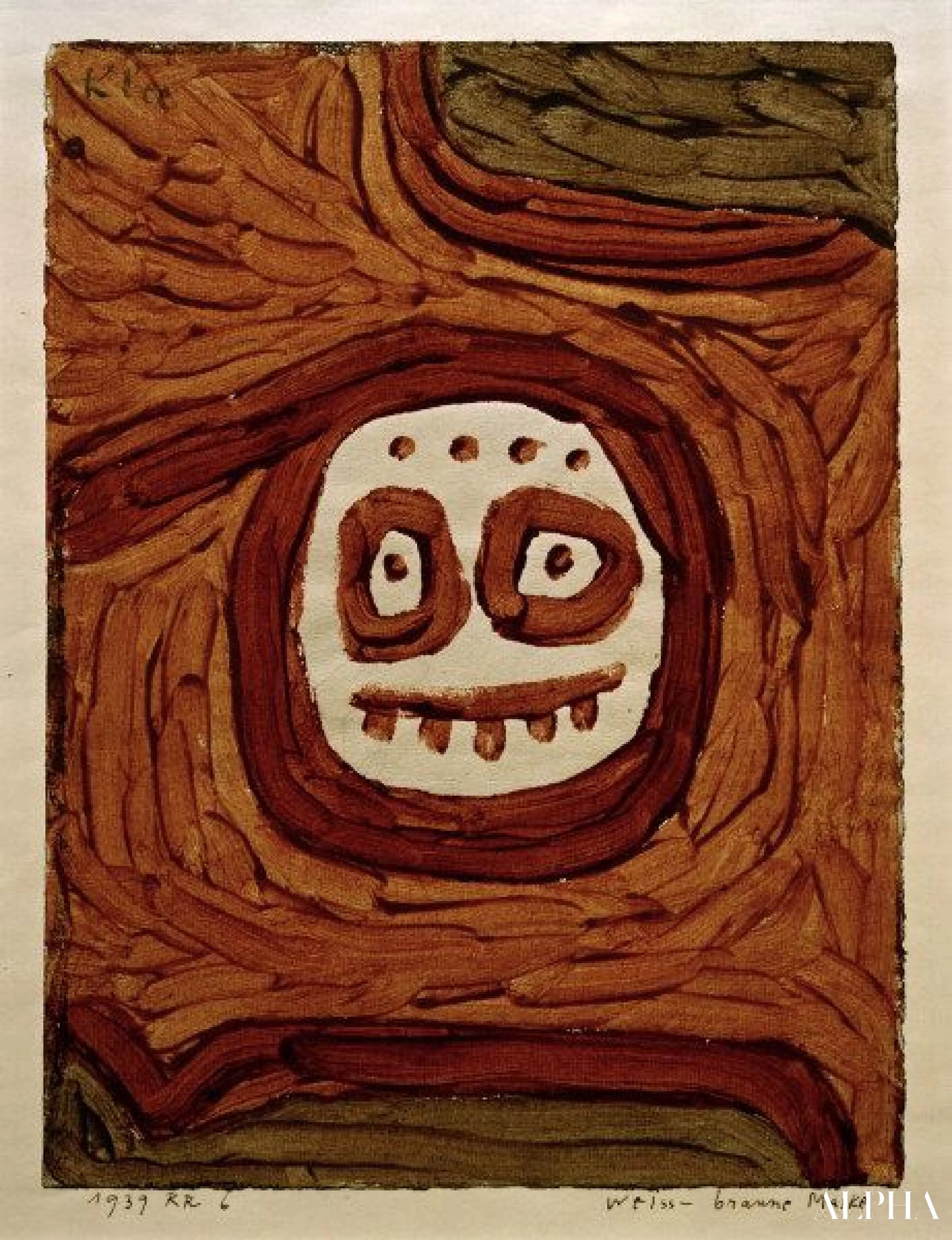 Masque blanc et brun, 1939 - Paul Klee - Reproductions de tableaux et peintures haut de gamme