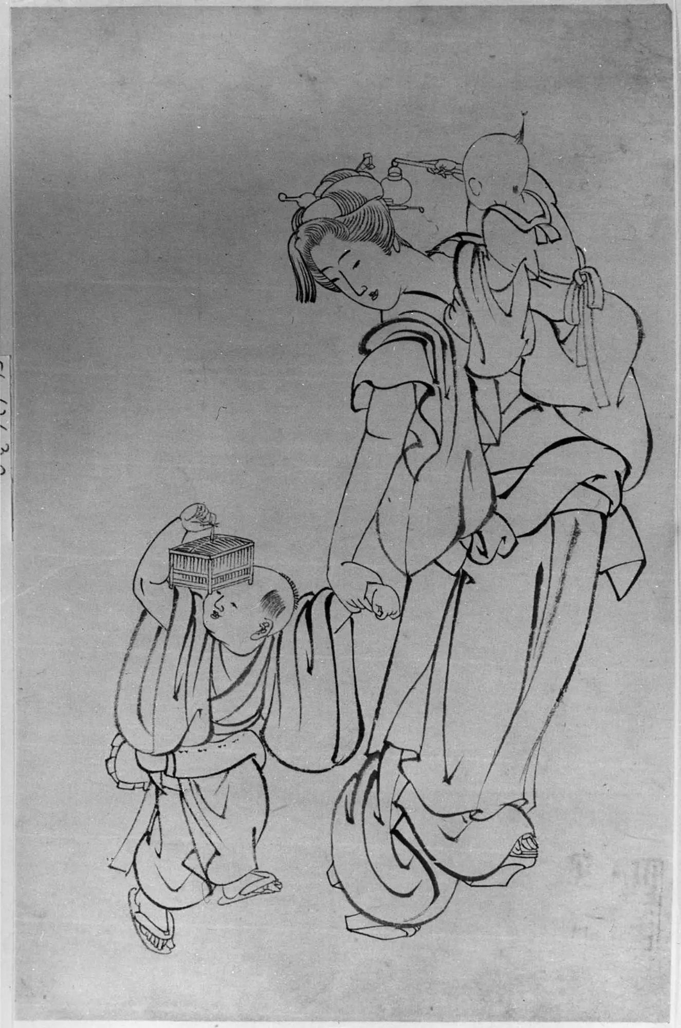 Mère et enfants dans une nuit d’été - Hokusai - Alpha Reproduction