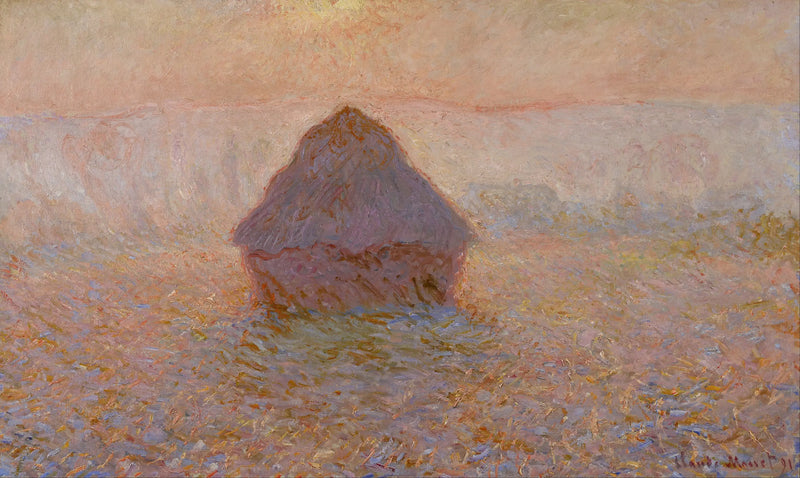 Mlýn, slunce v mlze - Claude Monet