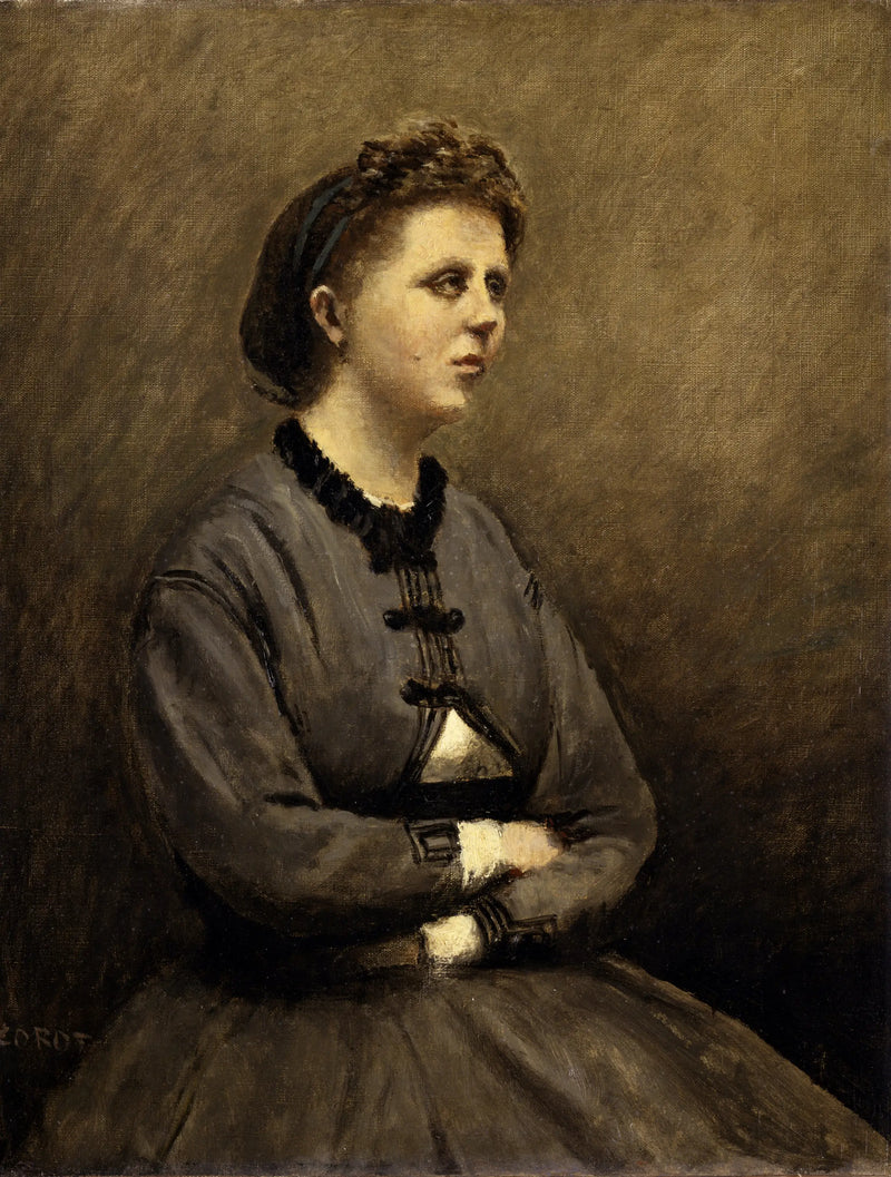 Mme de Larochenoire, esposa del pintor (Mme de Larochenoire, žena malíře) - Jean-Baptiste Camille Corot