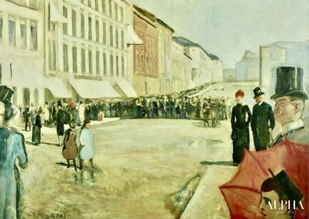 Musique militaire dans la rue Karl - Johann - Edvard Munch - Reproductions de tableaux et peintures haut de gamme