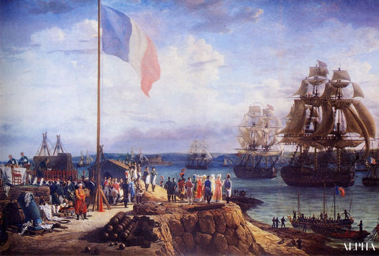 Napoléon et Marie Louise assistant à la parade de l'escadrille à Cherbourg, en 1811 - Louis Philippe Crepin - Reproductions de tableaux et peintures haut de gamme