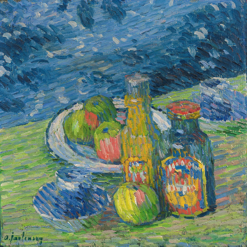 Mrtvá příroda s lahvemi a ovocem - Alexej von Jawlensky