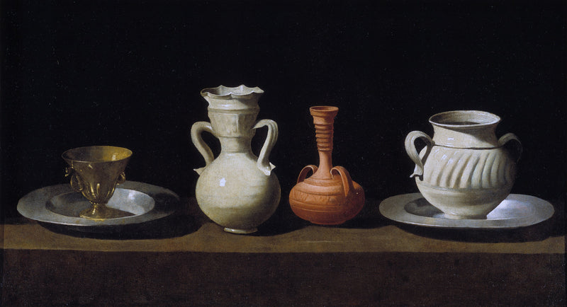 Mrtvá přírodní scenerie s džbány - Francisco de Zurbarán