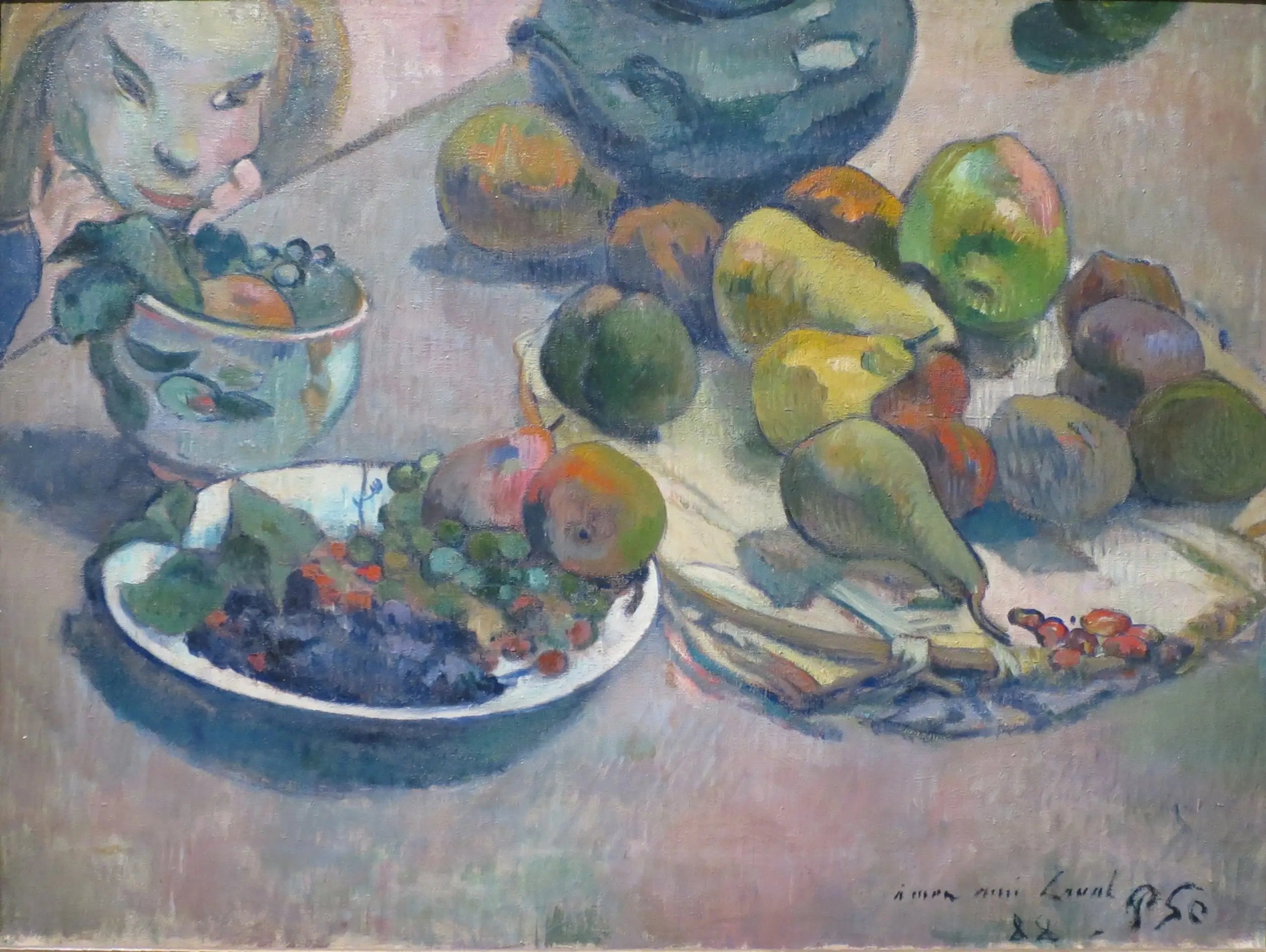 Reproduction du tableau « Nature morte aux fruits (dédicacée à Laval) - Paul Gauguin » par Alpha Reproduction en peinture à l’huile
