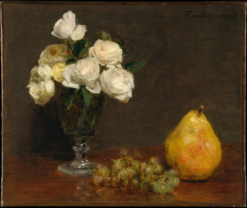 Mrtvá příroda s růžemi a ovocem - Henri Fantin-Latour