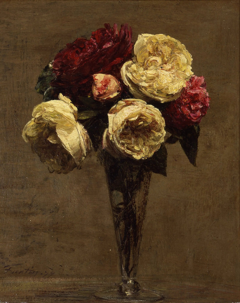 Mrtvá příroda s růžemi - Henri Fantin-Latour