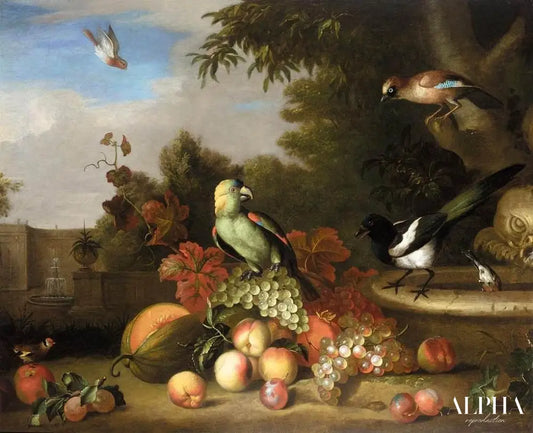 Nature morte de fruits et oiseaux - Tobias Stranover - Reproductions de tableaux et peintures haut de gamme