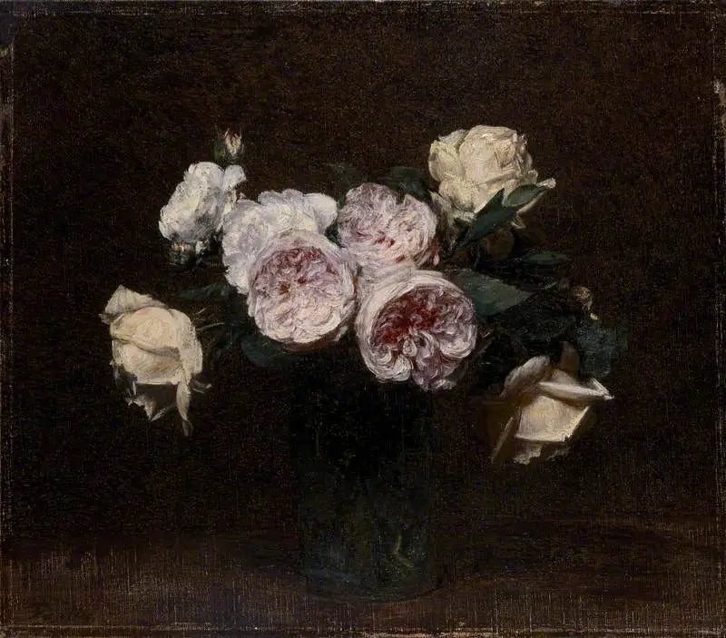 Nature morte: roses roses blanches et jaunes - Henri Fantin-Latour - Alpha Reproduction