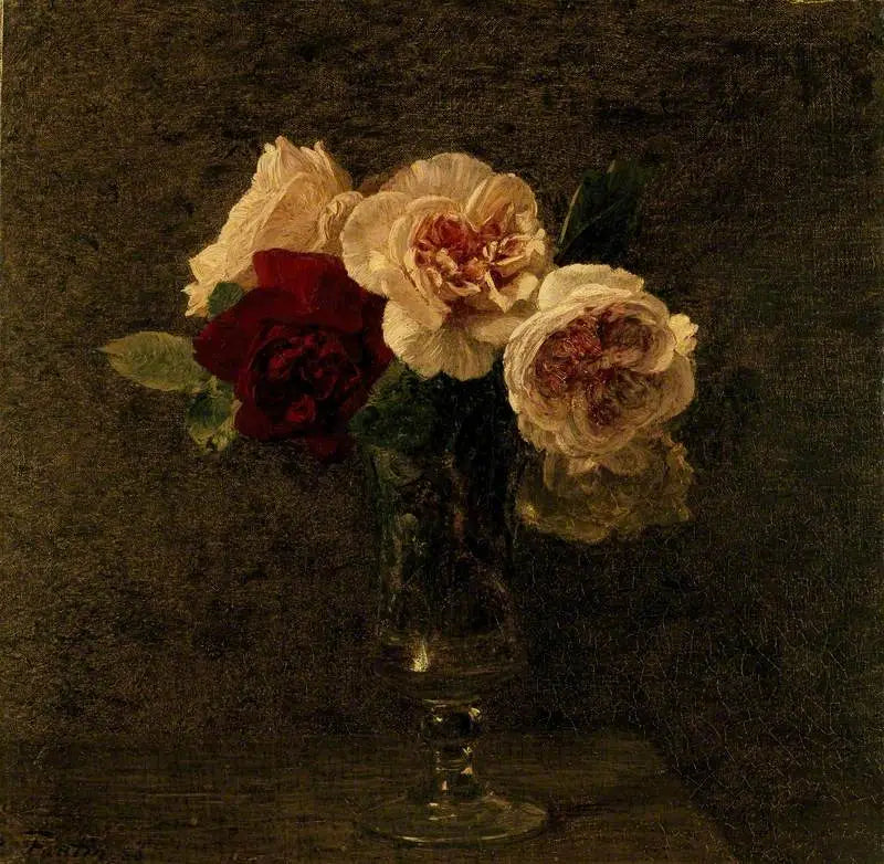 Mrtvá příroda: růže růžové a červené - Henri Fantin-Latour