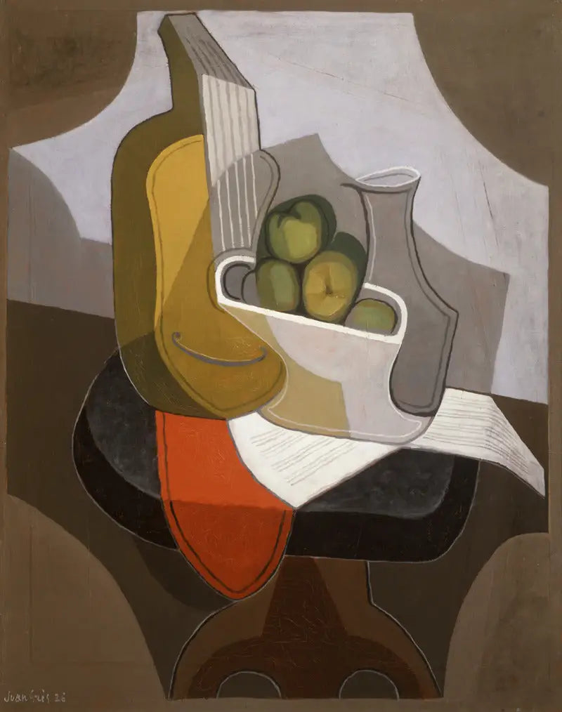 Přírodní scéna: stůl s červenou ubrusem - Juan Gris