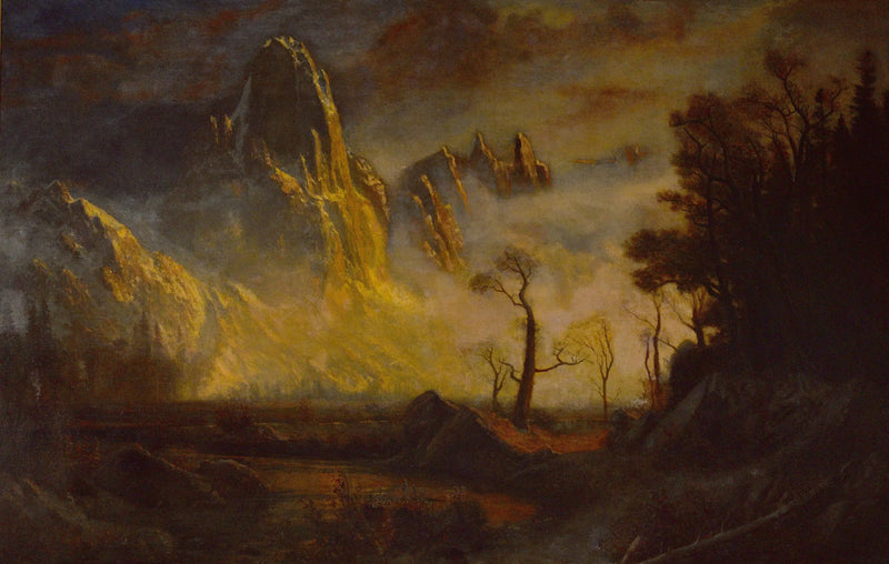 Předčasná sněhová pokrývka v údolí Yosemite, Sentinel Rock - Albert Bierstadt