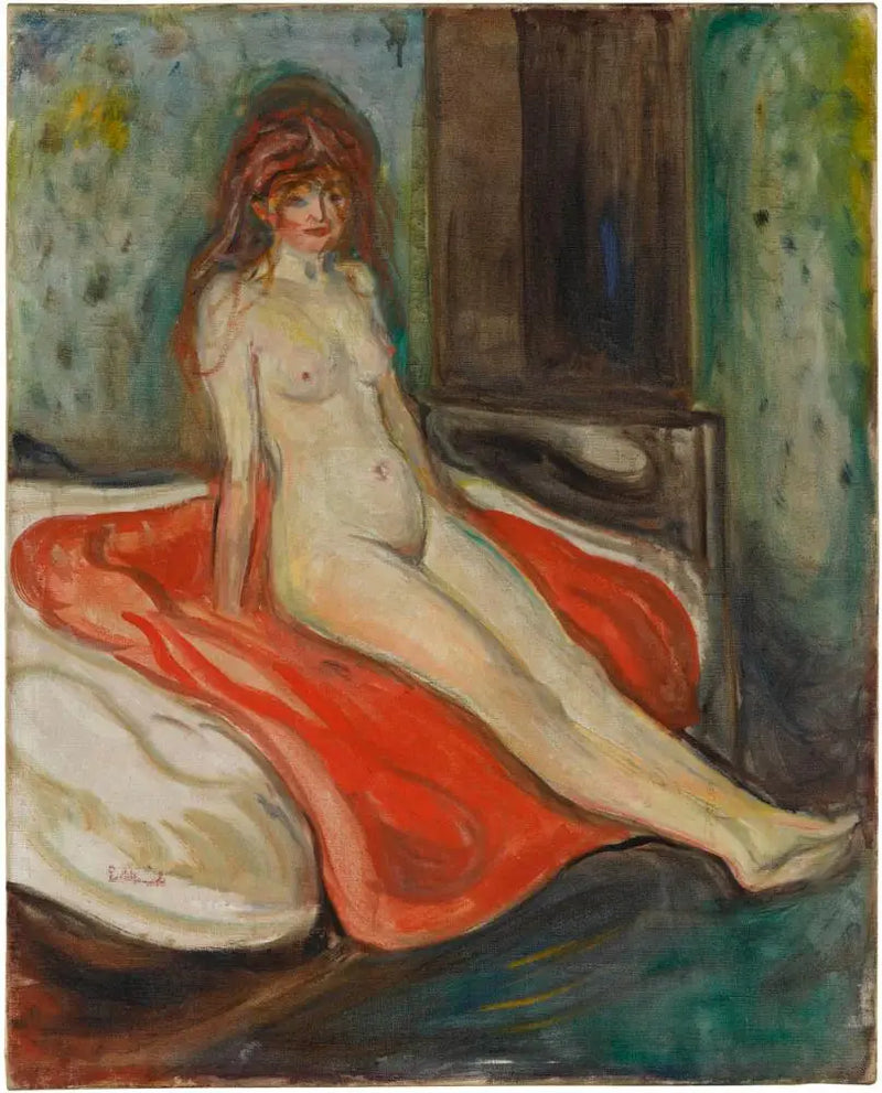 Nu sedící na posteli - Edvard Munch