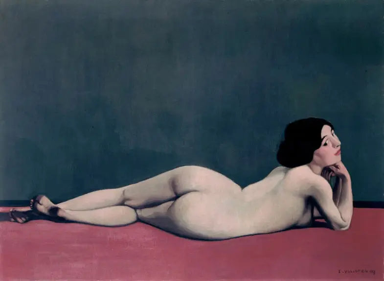 Nu ležící na červeném koberci - Félix Vallotton