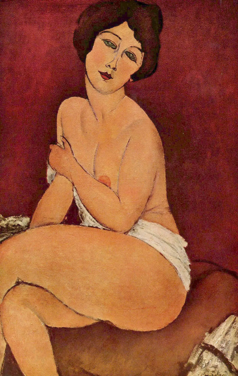 Ženské nuda sedící na pohovce - Amedeo Modigliani