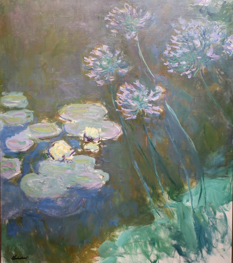 Lekníny a agapanty - Claude Monet