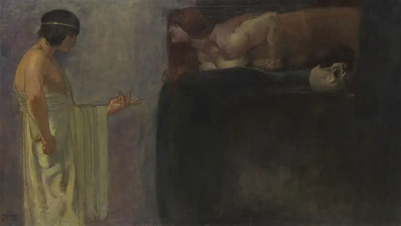 Ódyps řeší hádanku Sfingy - Franz von Stuck