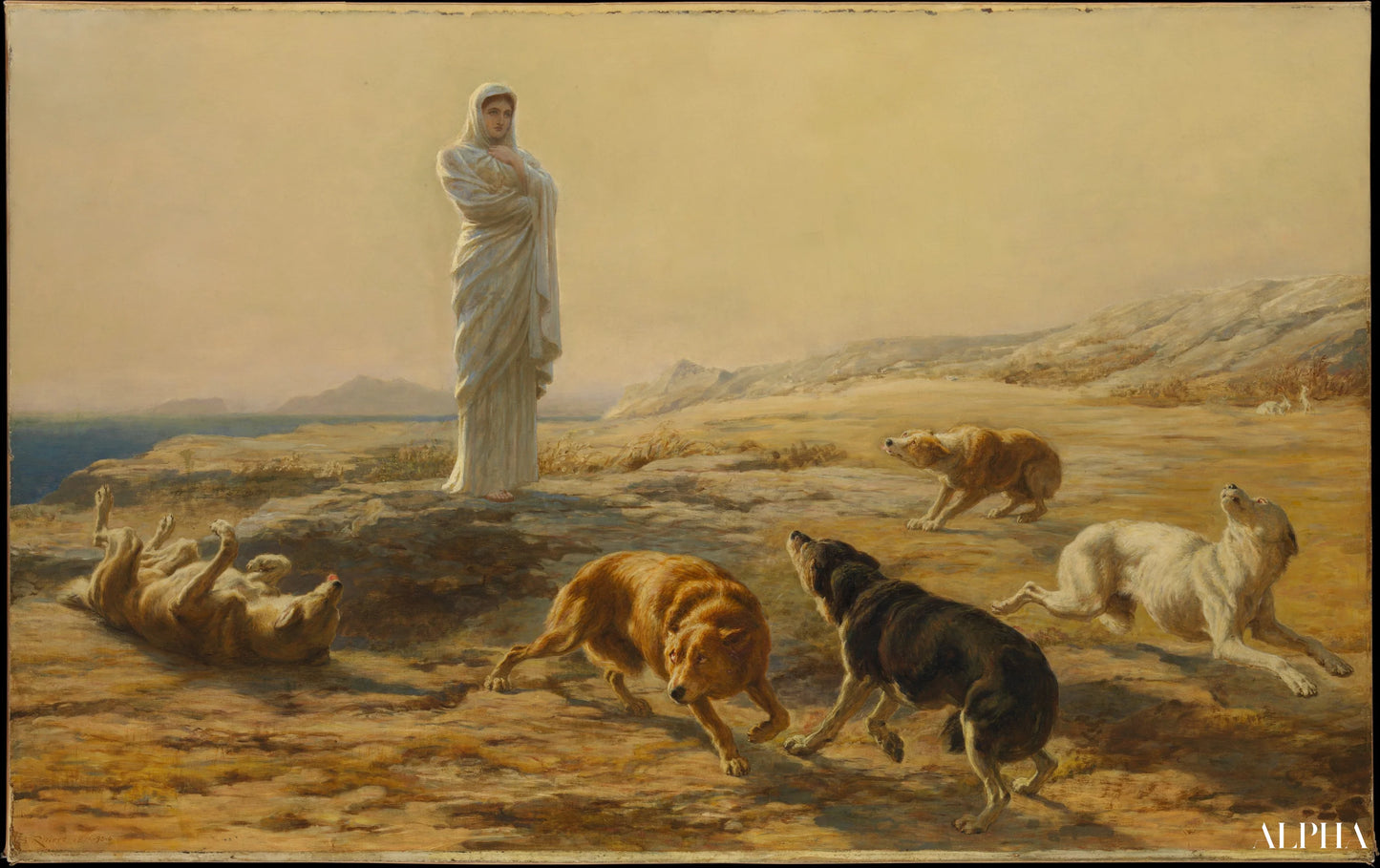 Pallas Athéna et les chiens du berger - Briton Rivière - Reproductions de tableaux et peintures haut de gamme