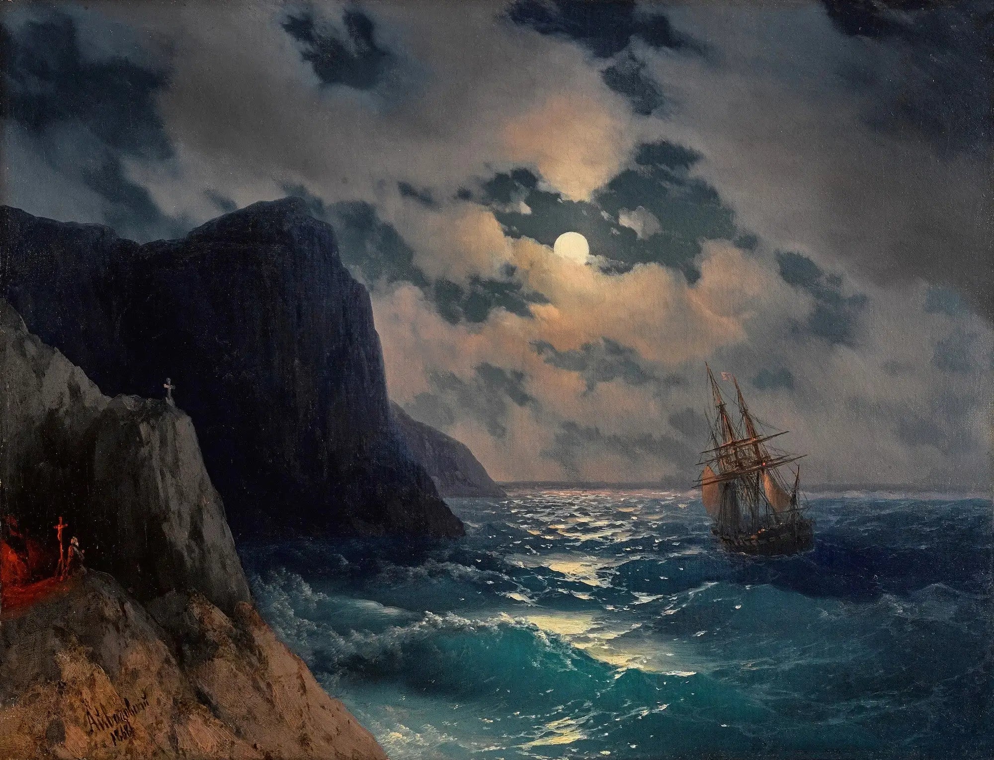 Passage d’un navire par une nuit de pleine lune - Ivan Aïvazovski - Alpha Reproduction