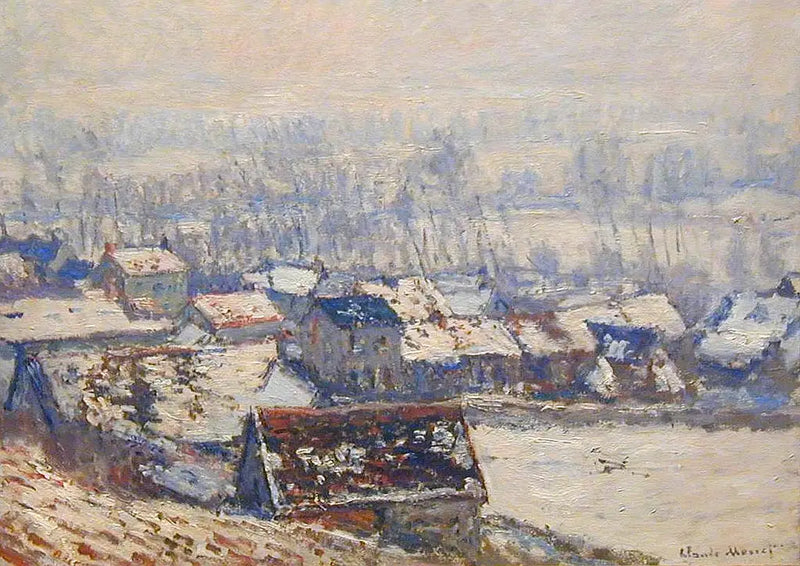 Krajina v Giverny, efekt sněhu - Claude Monet