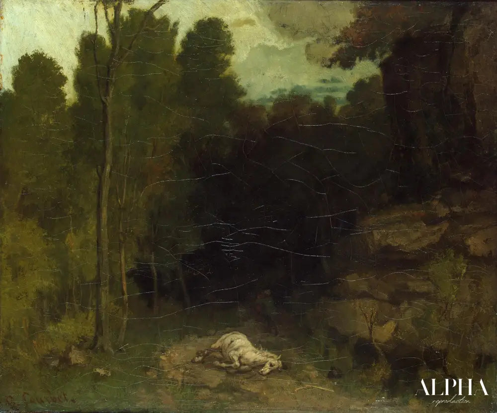 Paysage avec un cheval mort - Gustave Courbet - Reproductions de tableaux et peintures haut de gamme