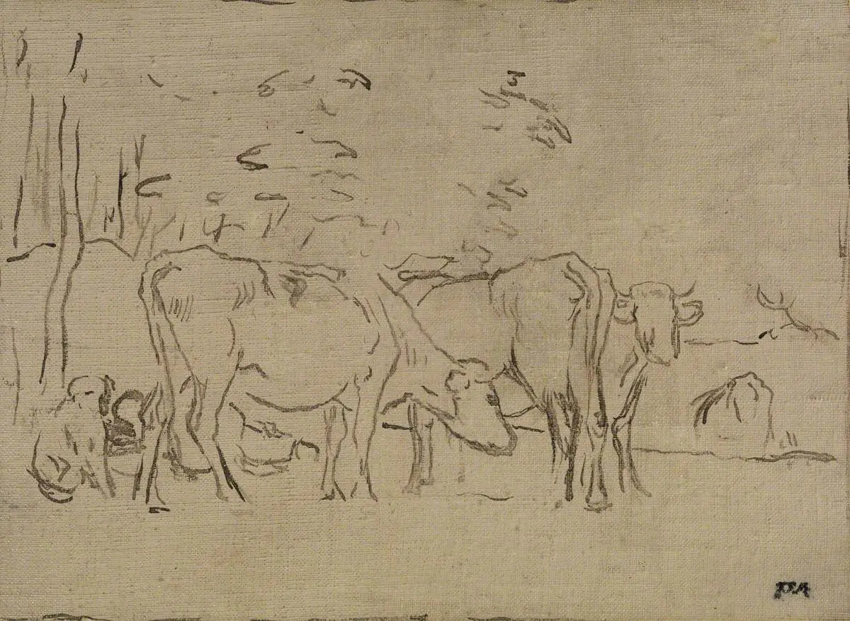 Paysage avec vaches bouvier et chien - Jean-François Millet - Alpha Reproduction