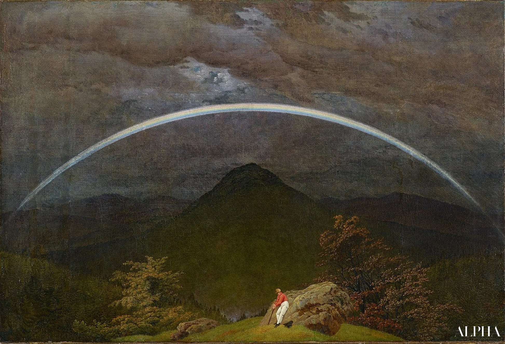 Reproduction du tableau « Paysage de montagne avec arc-en-ciel - Caspar David Friedrich » par Alpha Reproduction en peinture à l’huile