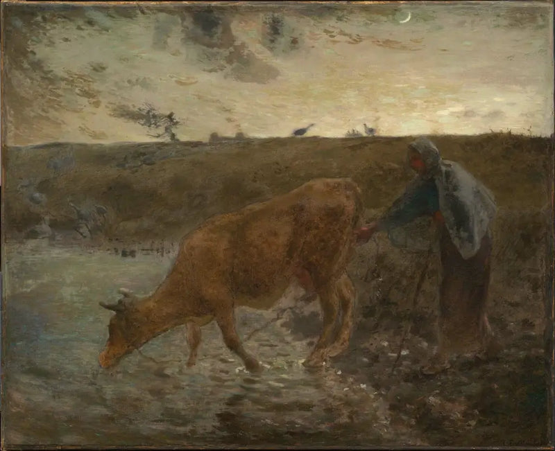 Sedlářka napájející svou krávu, večer - Jean-François Millet