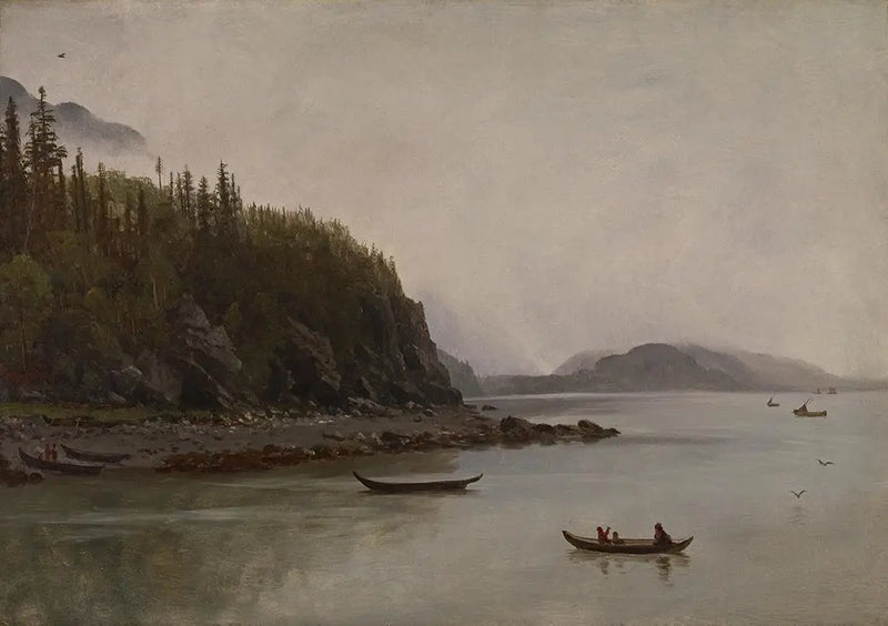 Indický rybolov - Albert Bierstadt