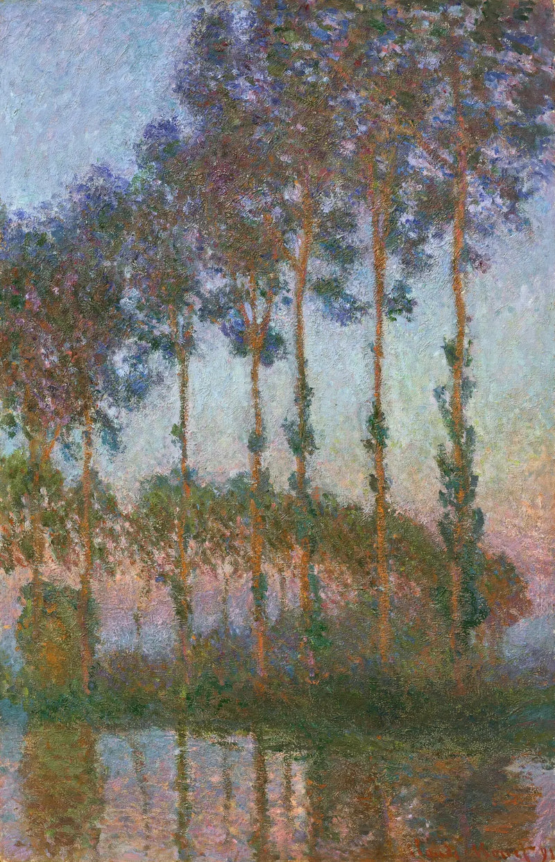 Topoly na břehu Epte, soumrak - Claude Monet