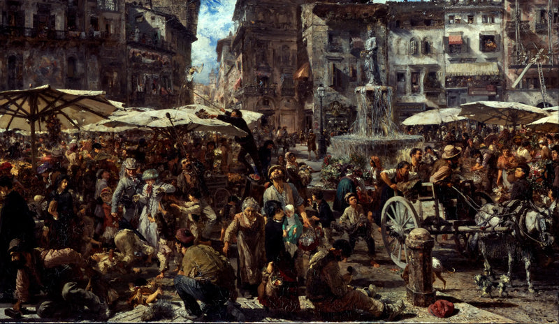 Piazza d'Erbe v Benátkách - Adolph von Menzel