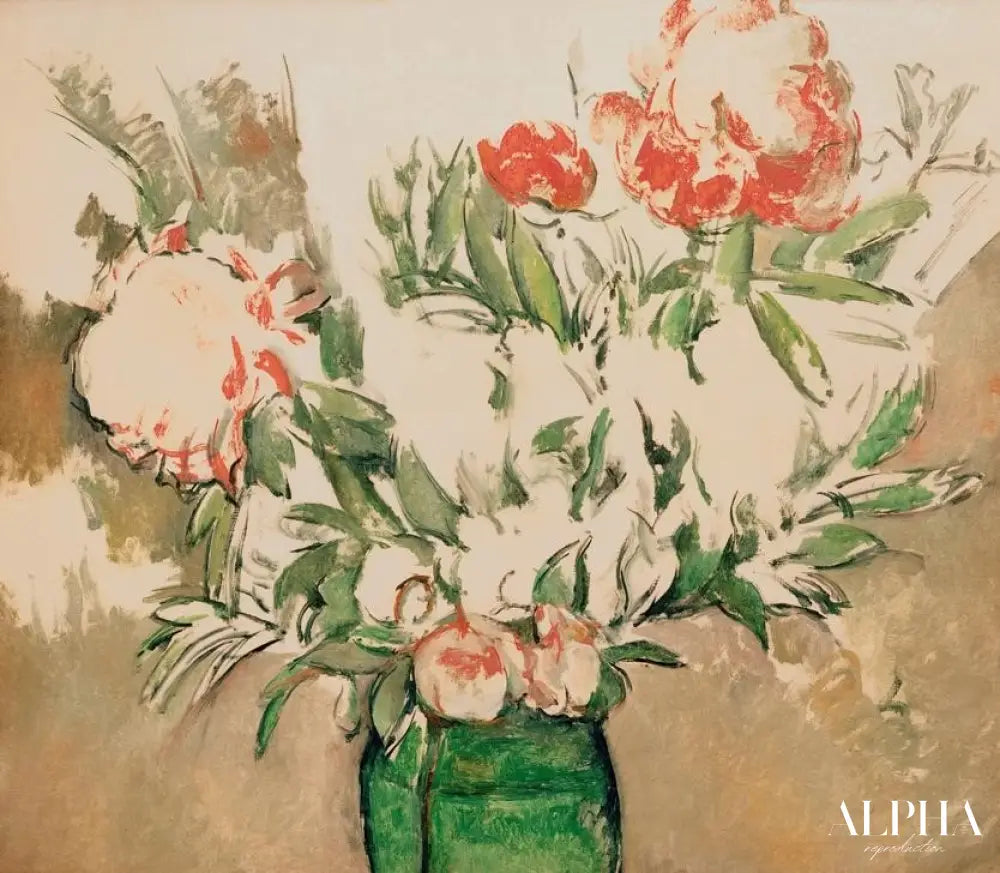 Pivoines dans une cruche verte - Paul Cézanne - Reproductions de tableaux et peintures haut de gamme