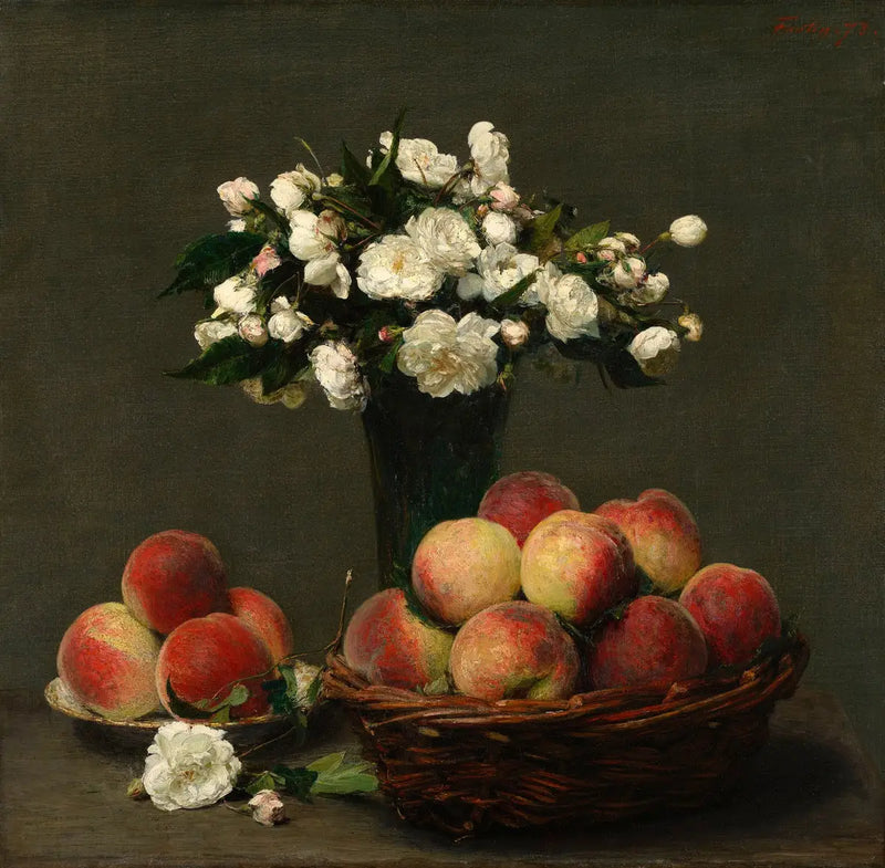 Pivoňky a broskve - Henri Fantin-Latour
