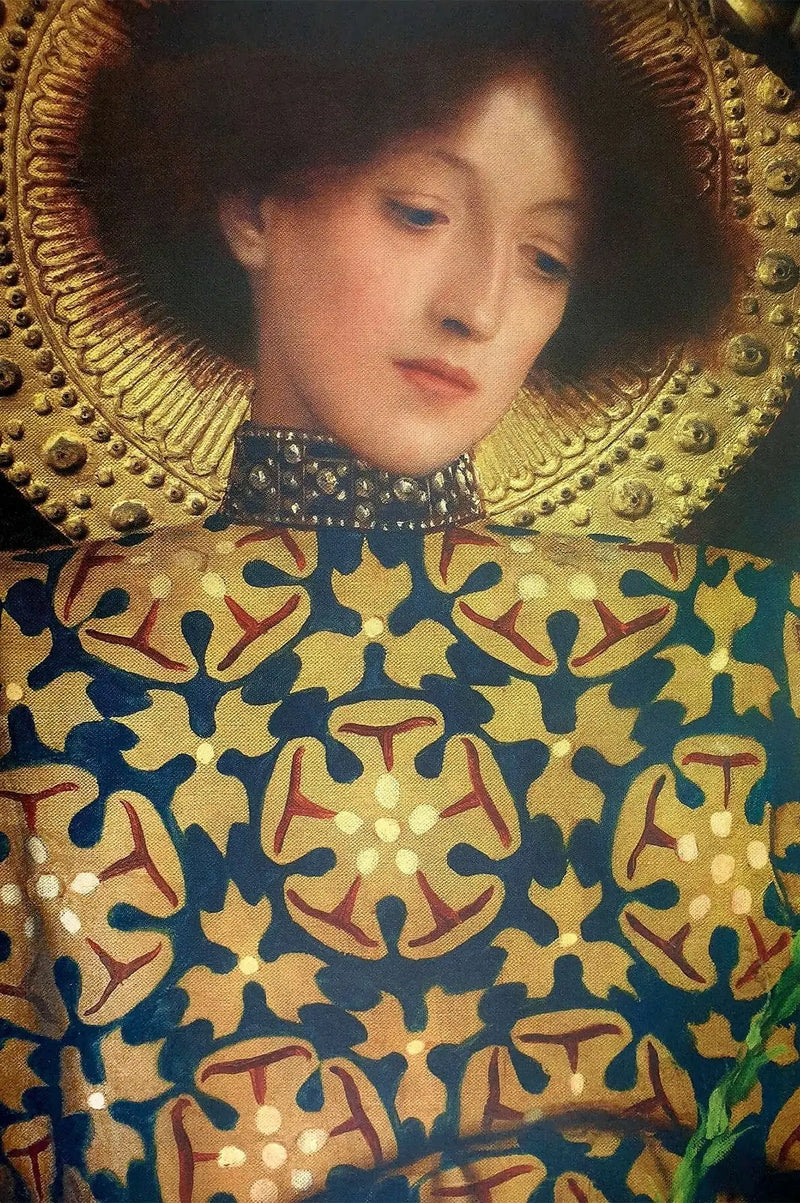 👑 Portrét mladé ženy (detail Alegorie sochařství) – Gustav Klimt (1889)