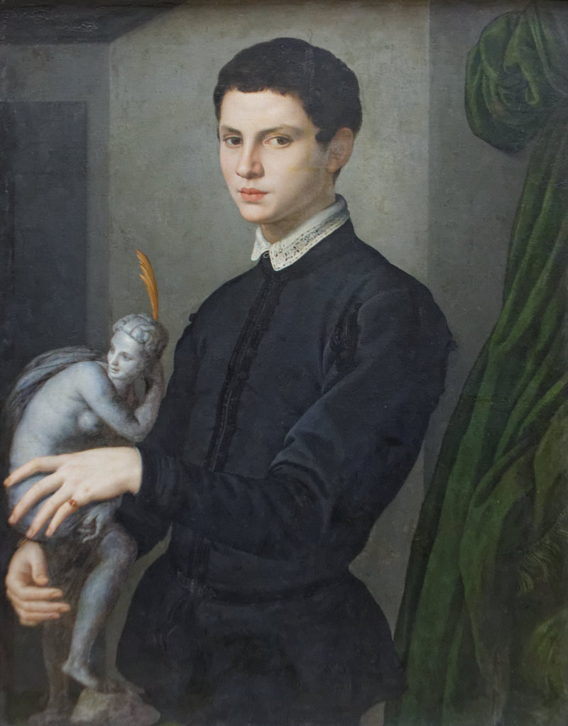 Portrét mladého muže držícího sošku - Bronzino