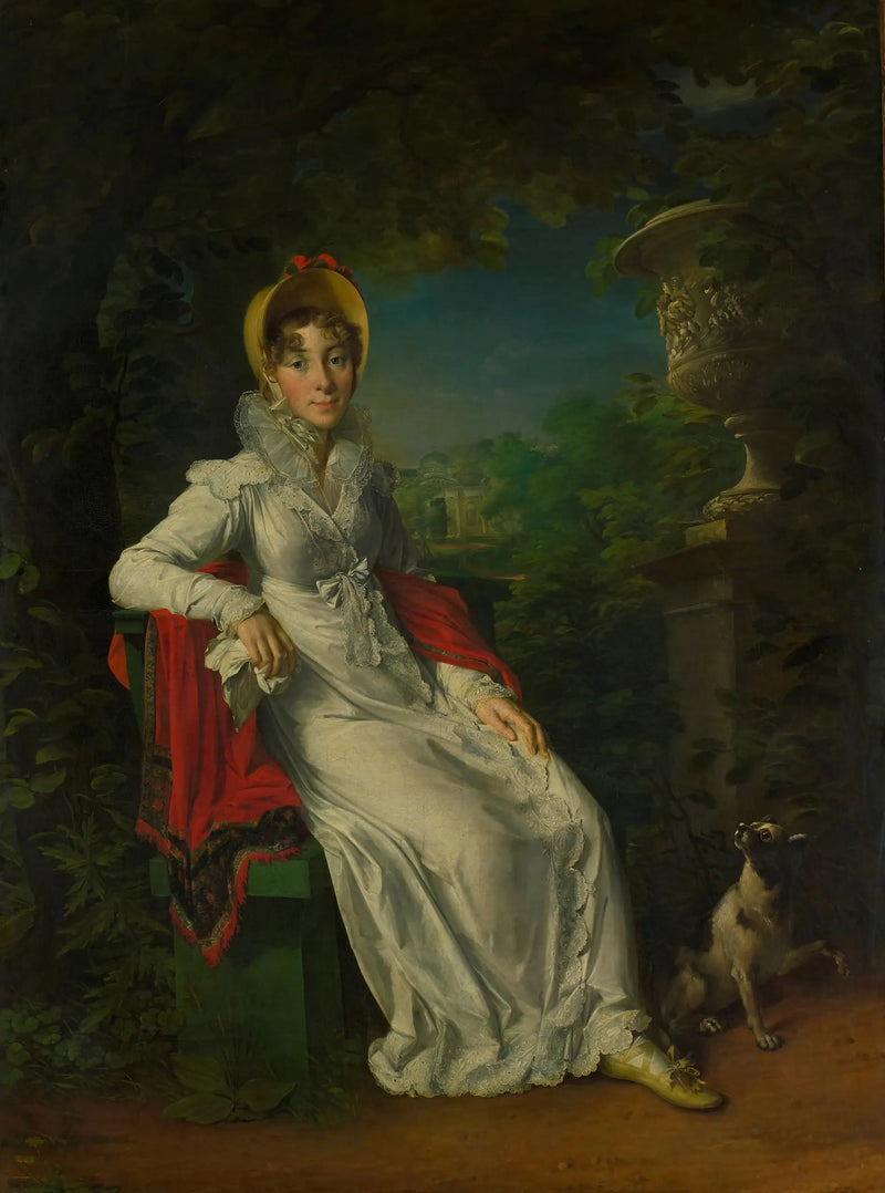 Portrét Marie Caroline Ferdinande Louise de Naples, manželky Charlese Ferdinanda, vévody z Berry, v parku Bagatelle v Bois de Boulogne, Paříž - François Gérard