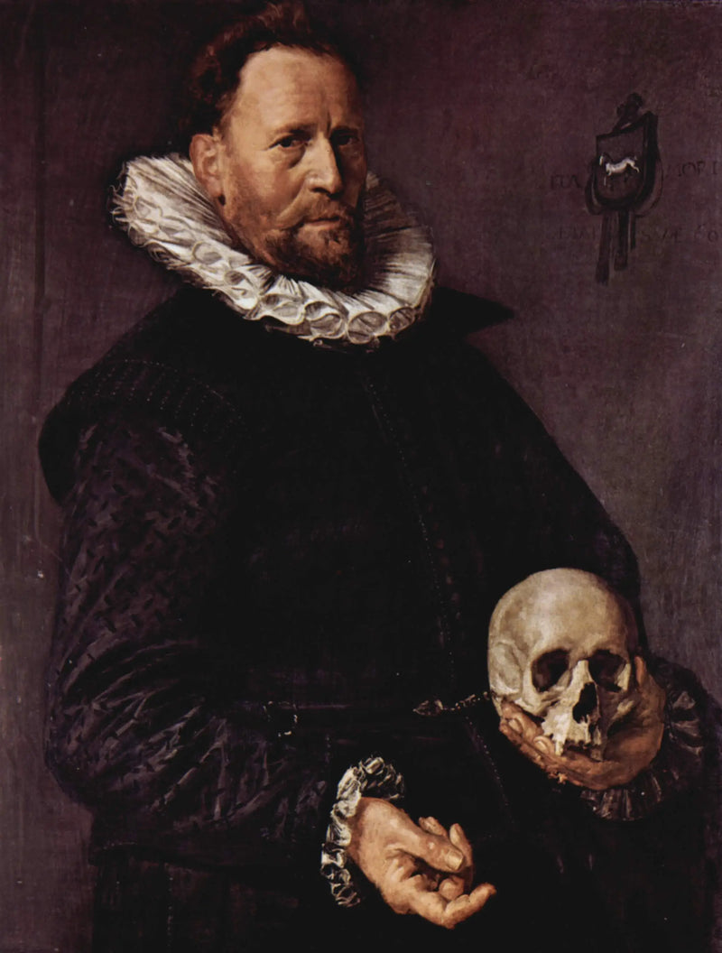Portrét muže držícího lebku - Frans Hals